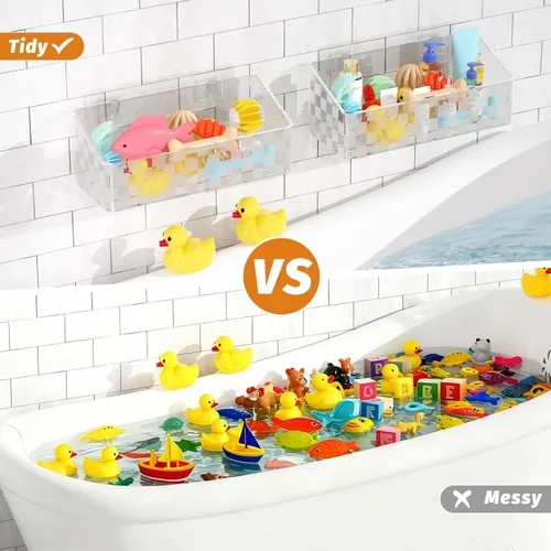 Miniatura 5 de Soporte de almacenamiento de juguetes de baño, almacenamiento de juguetes de bañera de secado rápido, soporte transparente para juguetes de baño