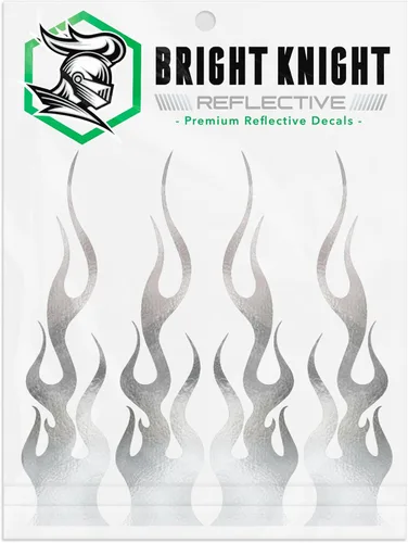 Miniatura 7 de Bright Knight Decals Calcomanías reflectantes de llama, juego de 4 calcomanías de llama morada para marco, casco de motocicleta, diseño de fuego