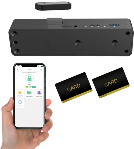 Miniatura 11 de eLinkSmart - Cerradura de cajón oculta para gabinete con tarjeta NFC RFID, aplicación Bluetooth, seguridad infantil, no requiere taladrar para Negro