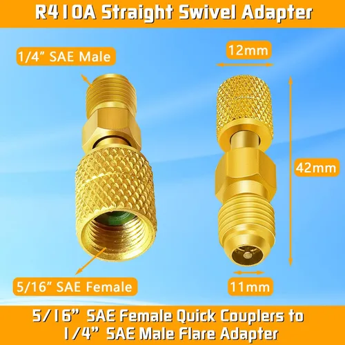 Miniatura 3 de R410A - Mini adaptadores divididos, adaptador de manguera de refrigerante R410a, convertidor de latón, kit de conectores de adaptador de línea