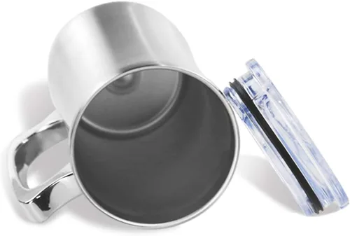 Miniatura 3 de Tazas de acero inoxidable de doble pared de 20 onzas, taza de metal para café, té y vino, tazas aisladas con asas que mantienen las bebidas frías
