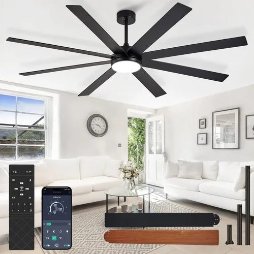 Miniatura 16 de Ventilador de Techo Grande con Luz: Ventilador Exterior de 100 Pulgadas - Ventilador de Techo Industrial con Control Remoto para Taller, Garaje