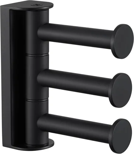 Miniatura 11 de Angle Simple Gancho giratorio para toallas mate negro, 2 paquetes, SUS 304 gancho de acero inoxidable para abrigos y batas para baño Negro mate