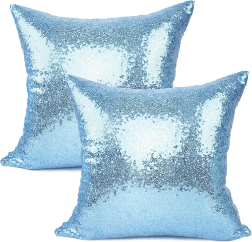 Miniatura 10 de YOUR SMILE Paquete de 2, Nueva Serie de Lujo Oro Rosa Champán Decorativa con Lentejuelas Brillantes y Cómoda Funda de Almohada Decorativa de Satén