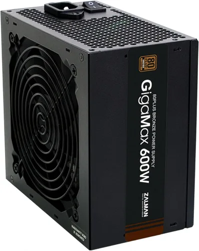 Zalman GigaMax - Fuente de alimentación ATX de 600 W 80+ Plus certificada – Fuente de alimentación ATX de 12 V confiable con condensadores de 221.0