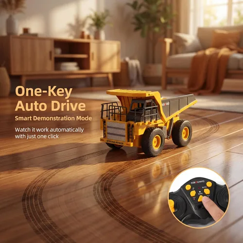 Miniatura 4 de Camión volquete de control remoto para niños y adultos, camión volquete de metal a control remoto con 1 batería recargable y 2 pilas AA, vehículo