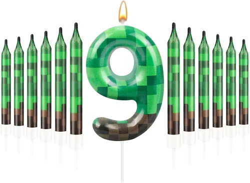 Miniatura 67 de 13 piezas de velas temáticas de coches de carreras para cumpleaños en negro y blanco con número de carrera 1 a cuadros, velas para tarta de coche