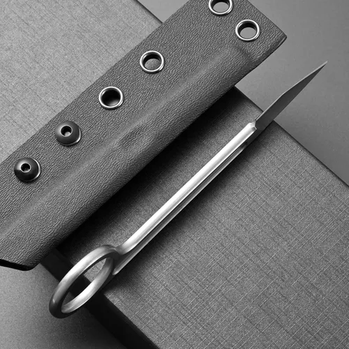 Miniatura 8 de CCanku C1104 - Cuchillo de hoja fija D2 con mango de acero inoxidable para supervivencia, herramienta EDC, camping al aire libre con funda K plateado