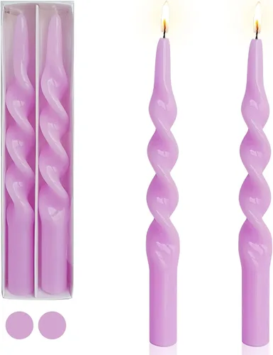 Miniatura 44 de Pink Candlesticks - Juego de 2 velas cónicas en espiral, sin perfume, de 10 pulgadas de largo, velas cónicas sin perfume para decoración del hogar