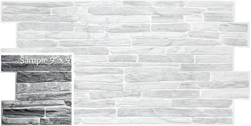 Dundee Deco Panel de pared 3D de PVC de pizarra sintética gris oscuro, 3.3 pies x 1.7 pies (38.6 in x 19.7 in), decoración de paneles de pared de