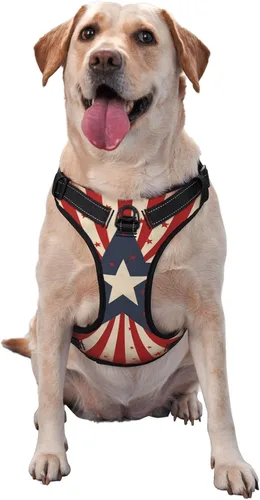 Miniatura 2 de Arnés de estrella para perros pequeños con correa sin tirones, 2 clips para correa, ajustable, suave, con bandera estadounidense, juego de chaleco