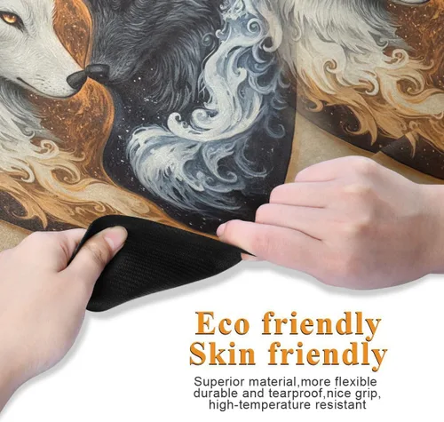 Miniatura 3 de ALAZA Wolf Yin Yang Style - Tapete de yoga antideslizante para fitness, entrenamiento para yoga, pilates y ejercicios de suelo