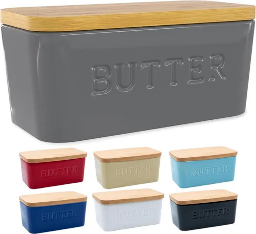 Miniatura 13 de PriorityChef Plato de Mantequilla Extra Grande con Tapa para Encimera, Envase de Mantequilla de Cerámica con Cubierta Hermética, Soporte