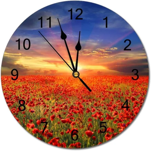 Reloj de pared silencioso sin tictac de PVC, paisaje con hermosa puesta de sol en el campo C, funciona con pilas, 10 pulgadas (9.8 in), reloj