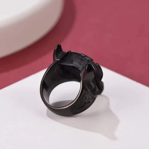 Miniatura 7 de FaithHeart Norse Viking Jewelry - Anillo de acero inoxidable de guerrero para hombre con diseño vikingo de cabeza de lobomartillo de Thor
