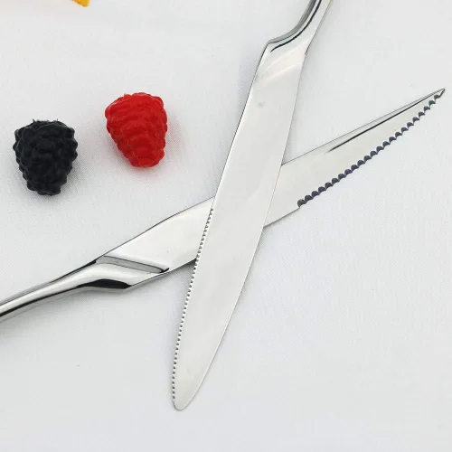 Miniatura 3 de JASHII Juego de cubiertos plateados de 24 piezas, juego de vajilla de acero inoxidable 18/10 para 4, incluye cuchillo, tenedor/cuchara, pulido