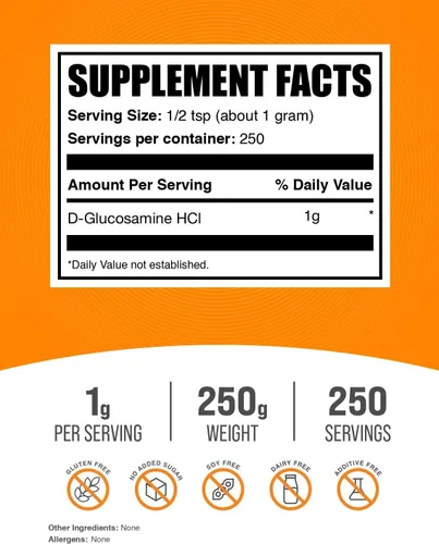 Miniatura 2 de BulkSupplements. com Glucosamina HCl Powder - Suplemento de glucosamina, suplemento de apoyo para las articulaciones, sin gluten, 0.04 oz por