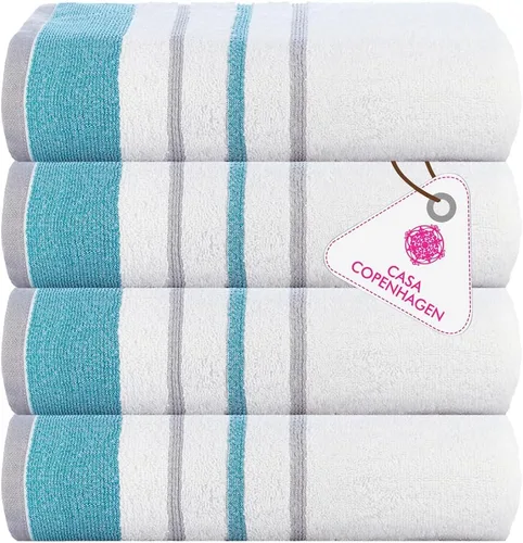 Miniatura 157 de CASA COPENHAGEN Juego de 6 toallas de palomitas de maíz, color azul polvoriento, 21.16 oz/m², 2 toallas de baño, 2 toallas de mano y 2 toallas