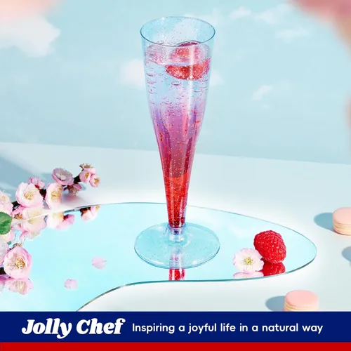 Miniatura 4 de JOLLY CHEF Paquete de 100 flautas de champán de plástico desechables de 4.5 oz, copas de champán de plástico con purpurina azul, adecuadas
