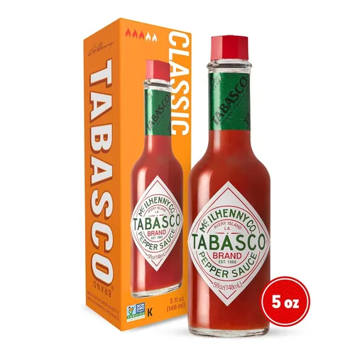 Miniatura 2 de TABASCO - Salsa picante de chile rojo original, picante medio, botella de vidrio, tres ingredientes simples, para salsas, tacos, huevos, pizza