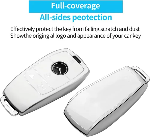 Miniatura 2 de Tukellen para Mercedes Benz Funda para llavero, Protector de carcasa de TPU suave especial compatible con 2017-2021 Clase E 2018-2021 Clase S Blanco