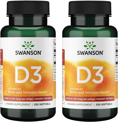 Miniatura 10 de Swanson Vitamina D3 Suplemento de salud ósea, inmune y cardíaca de 5,000 UI para adultos privados de sol que buscan apoyo óseo, inmunológico