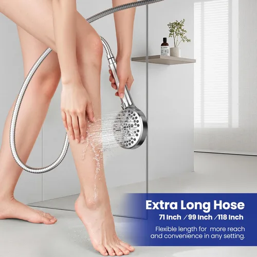 Miniatura 4 de JOMOO 71-Inch Extra Long Shower Hose, Stainless Steel Shower Hose Replacement with Anti-Kink Flexible Design, Universal 1/2" for Bathroom Hand held