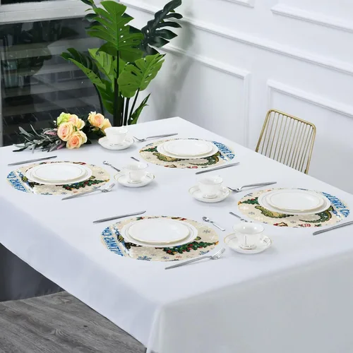 Miniatura 7 de Merry Christmas Crocodiles Plastic Round placemats placemats for Kitchen Table Washable Set of 4 15x15 in manteles redondos para mesa