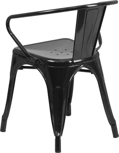 Miniatura 5 de Flash Furniture silla de metal con apoyabrazos, Metal, Negro