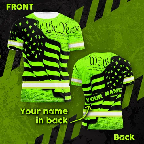 Miniatura 4 de Maddly Colección de ropa de trabajo de alta visibilidad con bandera de EE. UU., personalizada con nombre para trabajadores, corredores, camioneros