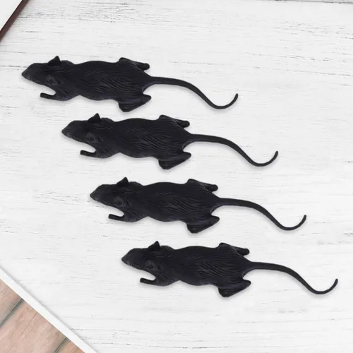 Miniatura 5 de Zerodeko 24Pcs Fake Rat Halloween Prop, Realistic Mouse Prank, Tricky Toys for Halloween Party, Loose-Packed Black PVC Simulation Animal Prank Prop