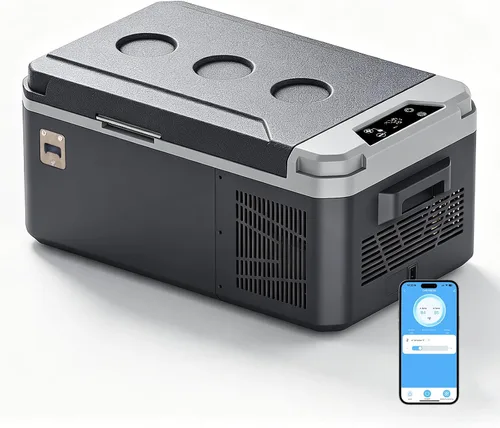 SubSun Enfriador eléctrico de 15 L, refrigerador de 12 voltios, congelador portátil 12 V/24 V CC 110-240 V CA, refrigerador de coche para automóvil,