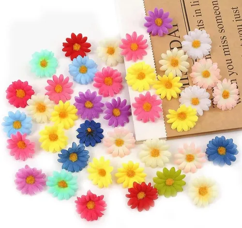 Miniatura 5 de 100 cabezas de girasol de seda de 1.969 in, 2 pulgadas, decoración de boda, corona de regalo, álbum de recortes, manualidades, fiesta, festival