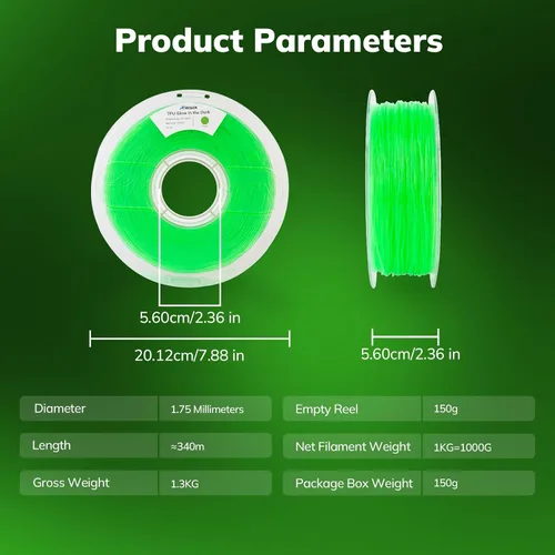 Miniatura 7 de AMOLEN Filamento de impresora 3D de TPU 95A, 0.069 pulgadas que brilla en el verde oscuro, filamento de impresión 3D flexible de TPU suave, alta