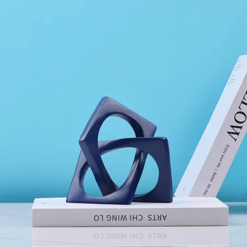 Miniatura 4 de DOVDOV Decoración geométrica de nudo azul, esculturas geométricas, decoraciones modernas para el hogar para decoración del hogar, mesas de comedor