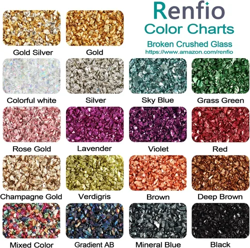 Miniatura 3 de Renfio Fragmentos de purpurina de vidrio triturado roto de 0.079 a 0.157 pulgadas, irregulares, pequeños chips metálicos gruesos, 7 onzas (7.05 oz)