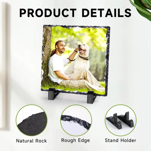 Miniatura 3 de Marco de fotos personalizado de pizarra de roca, placa de piedra personalizada para perros, regalos conmemorativos para la pérdida de perro, regalos