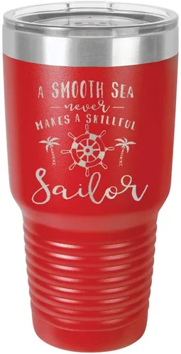 Miniatura 15 de Un mar suave nunca hace un sillón hábil grabado de 325 ml vaso de acero con recubrimiento de polvo grabado por láser taza de viaje de camello polar