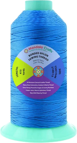 Miniatura 116 de Mandala Crafts - Hilo de nailon para coser cuero, tapicería, mezclilla y para trenzar el pelo; resistente, 1500 yardas, tamaño 69 T70 Marrón