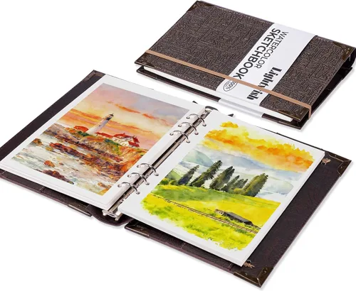 Lightwish Cuaderno de bocetos de acuarela, diario de acuarela 100% algodón sin ácidos, papel de acuarela de prensa en frío de 21.16 oz/m² para Dorado