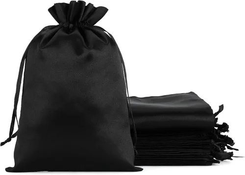 Miniatura 5 de Bolsas de regalo pequeñas de satén negro, 30 unidades de 3 x 4 con cordón, para aula de niños, boda, cumpleaños, graduación, recuerdos de fiesta