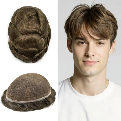 Miniatura 111 de PUNRU HAIR Completo Swiss Lace Toupee para hombres Sistema de cabello humano real Sistema de reemplazo de cabello humano para hombre Toupee