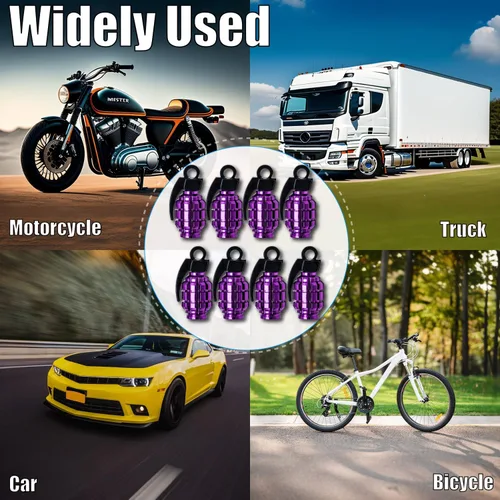 Miniatura 4 de 8 piezas de tapas de vástago de válvula de neumático, tapas de válvula de neumático de acero inoxidable, tapas de válvula de rueda para autos