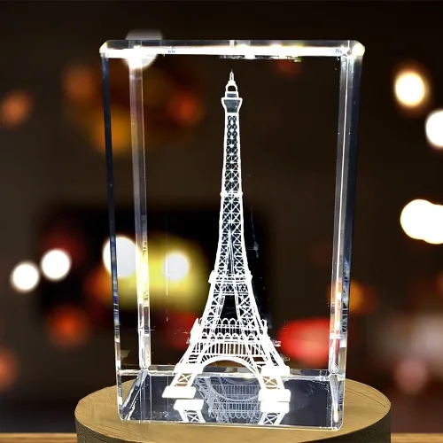 Miniatura 3 de Recuerdo de cristal grabado en 3D de la Torre Eiffel (grande)