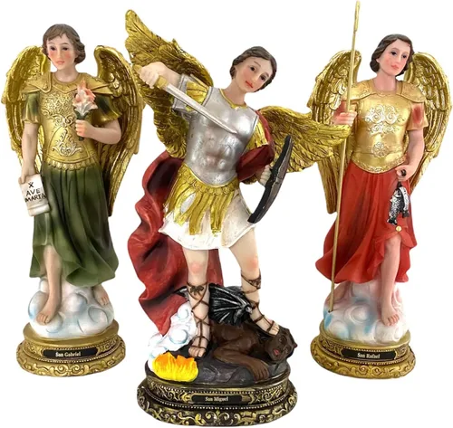 3 Arcángeles 12" Inch San Miguel Arcángel, Arcángel Gabriel, Arcángel Rafael Arcángeles Set Arte de Regalo Religioso