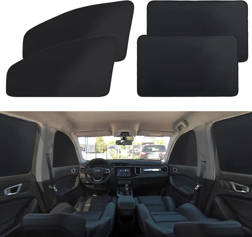 XCBYT - Sombras para ventanas de auto, 4 piezas, cortina de privacidad, bloquea el 100 % de la luz, sombra magnética para ventanas laterales,