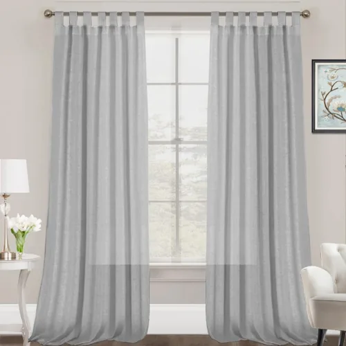 Miniatura 20 de FantasDecor Cortinas de lino de 63 pulgadas de largo, 2 paneles con pestañas superiores para sala de estar/dormitorio, cortinas texturizadas de lino