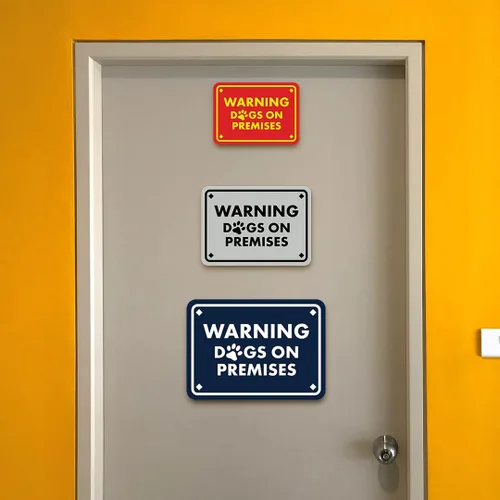 Miniatura 5 de Diamante enmarcado clásico, letrero de advertencia de perros en las instalaciones (negro) - grande