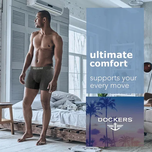 Miniatura 3 de Dockers Calzoncillos tipo bóxer elásticos de algodón para hombre, paquete de 4