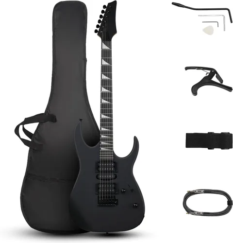 Miniatura 7 de Ktaxon - Guitarra eléctrica de tamaño completo, pastillas HSH sólidas, kit para principiantes 170 Guitars con bolsa para viaje, correa de hombro